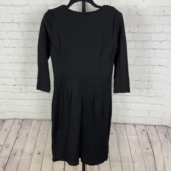 Boston Proper V-Neck Black Form Fitting 3/4 Length Sleeve Dress Size Medium - Picture 5 of 7